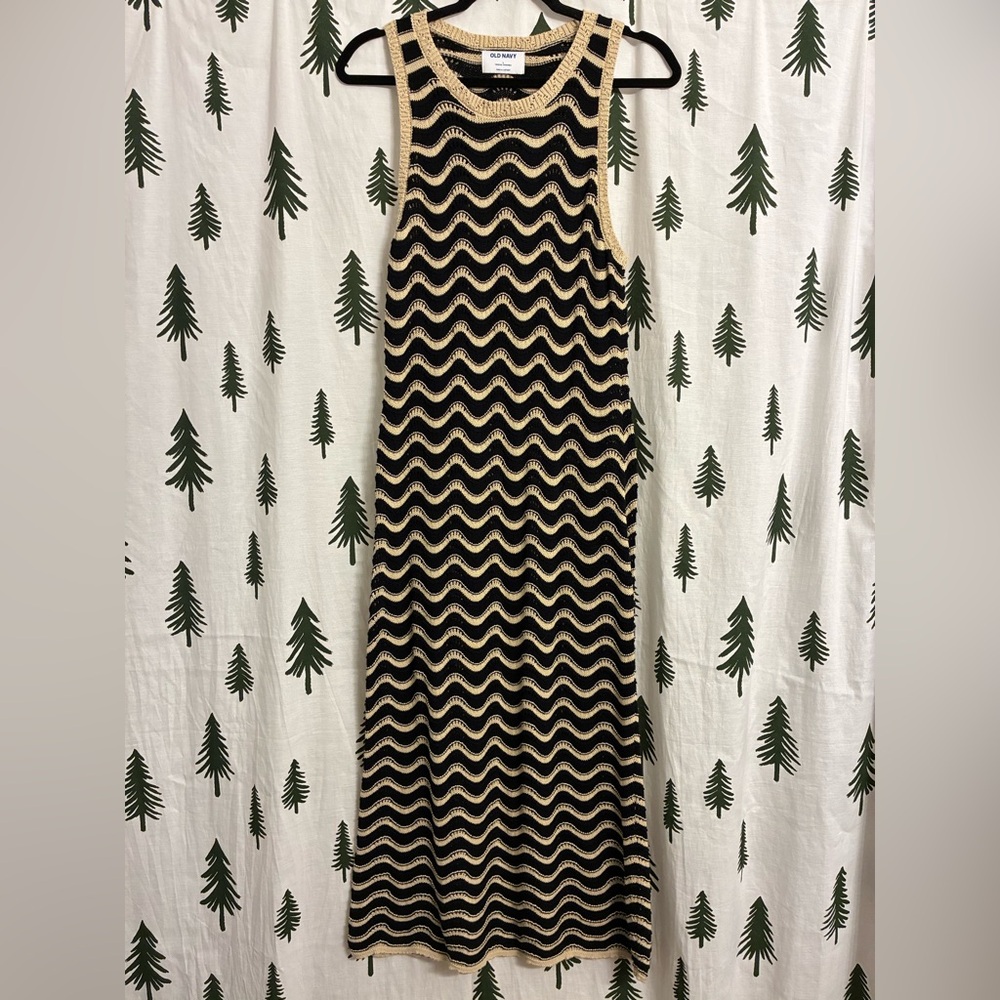 Old Navy Knit Black & Tan Knit Dress Women’s Size Large